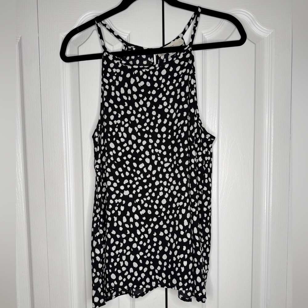 Ann Taylor LOFT Spotted Halter Top Size Medium Black & White NWT